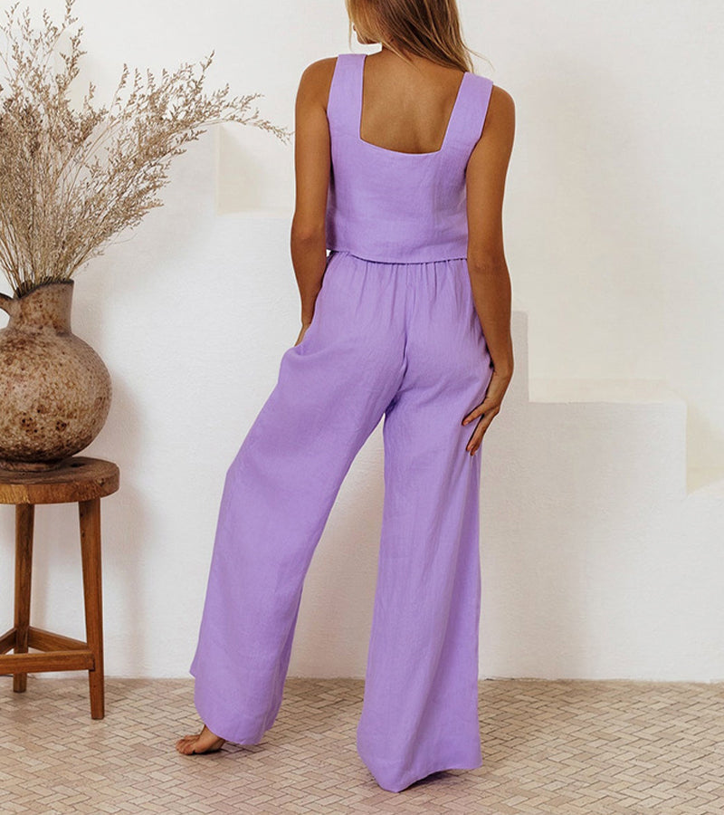 Megan - Minimalistisches Top und Ausgestellte Hose