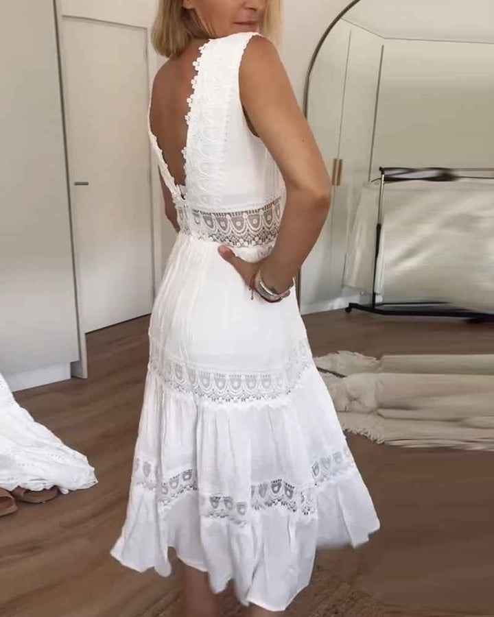Circe - Spitzen-Camisole-Kleid mit V-Ausschnitt