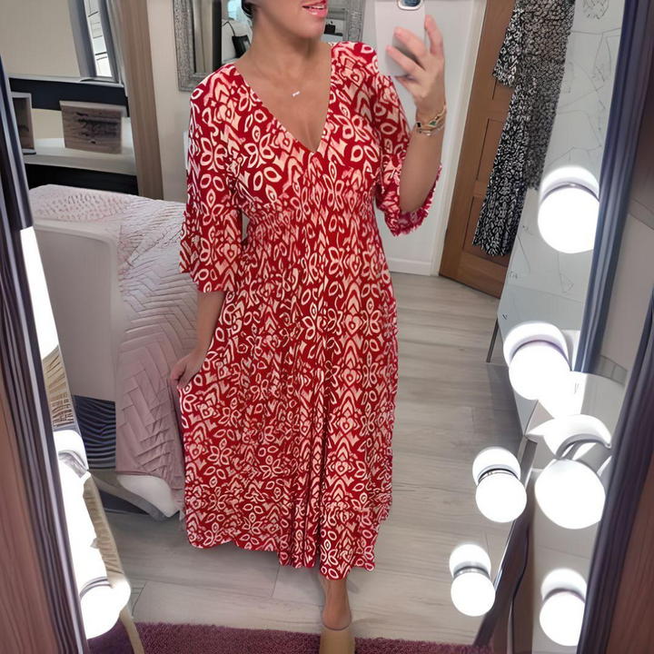 Lillia - Boho Gedrucktes Kleid