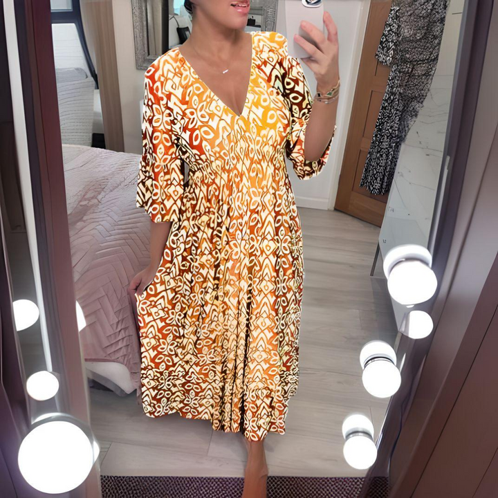 Lillia - Boho Gedrucktes Kleid