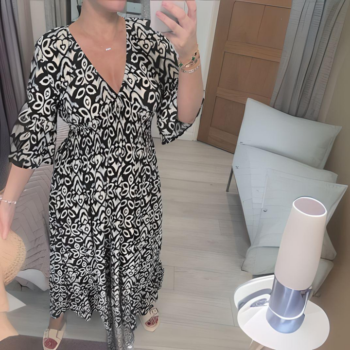 Lillia - Boho Gedrucktes Kleid