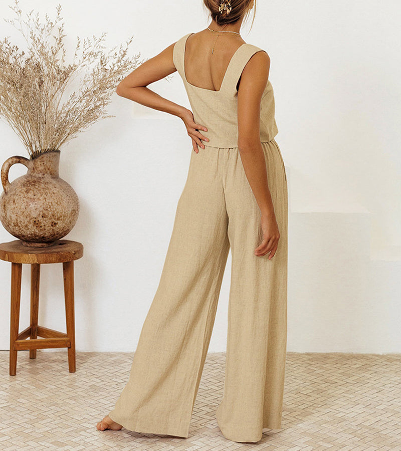 Megan - Minimalistisches Top und Ausgestellte Hose
