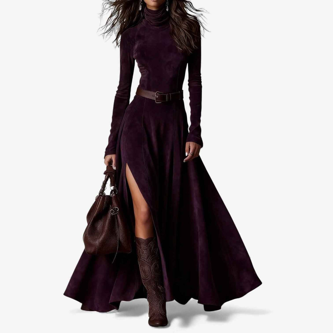 Élodie | Lange elegante Kleid mit enthaltenem Gürtel