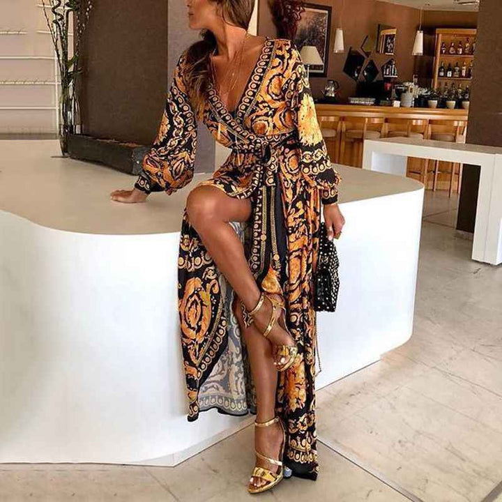 Faye - Boho Gedrucktes Kleid